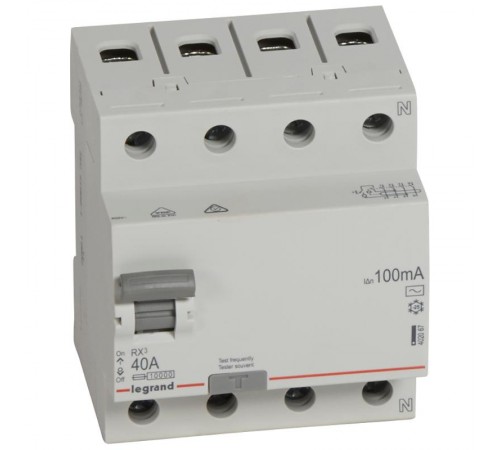 Выключатель дифференциальный (УЗО) RX3 4п 63А 100мА тип AC  402068  Legrand