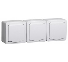 ГЕРМЕС PLUS белый Розетка 3-местная О/У с/з с крышкой РСб23-3-ГПБб IP54  ERMP32-K01-16-54-EC  IEK