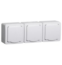 ГЕРМЕС PLUS белый Розетка 3-местная О/У с/з с крышкой РСб23-3-ГПБб IP54  ERMP32-K01-16-54-EC  IEK