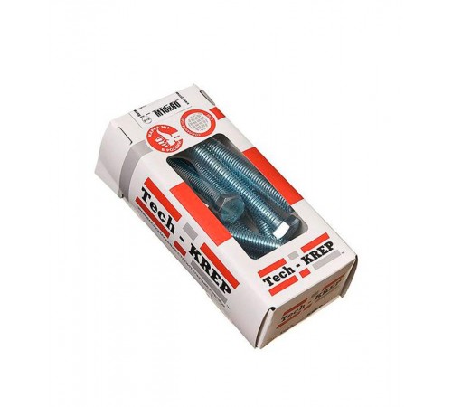 Болт DIN933 с шестигранной головкой оцинк. М10х80 (12 шт) - коробка с ок. Tech-K ( 0,614 кг)  126522  Tech-KREP