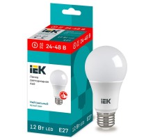 Лампа светодиодная низковольтная A60 груша 12Вт 24-48В 4000К E27  LLE-A60-12-24-48-40-E27  IEK