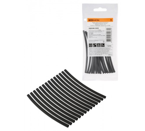 Набор трубок термоусаживаемых, клеевых "Моноцвет, черный 3,2/1,0 "  SQ0548-3203  TDM