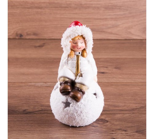 Керамическая фигурка "Снегурочка на шаре" 9*8*16 см  505-009  NEON-NIGHT