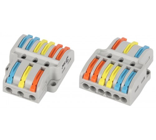 Клемма  NO-225-459 проходная разветвительная 222-4136 с рычагами 3/6 полюсов 0.08-2.5/4 мм2 (упаковка 1 шт.)  Б0067971  ЭРА