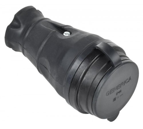 Розетка переносная с защит. кр. 16А IP44 черная  ERK20-016-01-44-K02-G  GENERICA