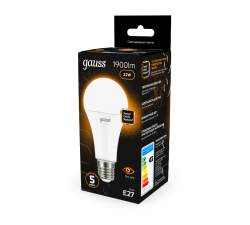 Лампа светодиодная Black LED A70 22W E27 1560lm 3000K  102502122  Gauss