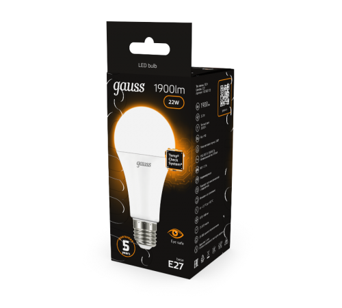 Лампа светодиодная Black LED A70 22W E27 1560lm 3000K  102502122  Gauss