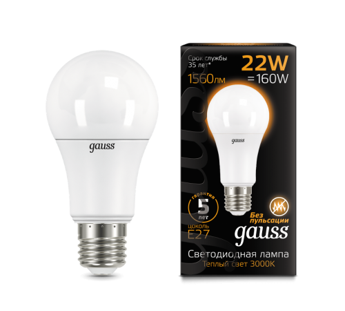 Лампа светодиодная Black LED A70 22W E27 1560lm 3000K  102502122  Gauss