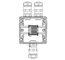 Коробка клеммная Ex из алюминия: 1Ex e IIC Т5 Gb / Ex tb IIIB T95°C DbIP66: Клеммы 4 кв.мм -5 шт.: А, С: ввод D10,5-18мм под небронир-ныйкабель в м