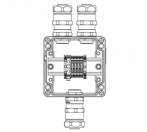 Коробка клеммная Ex из алюминия: 1Ex e IIC Т5 Gb / Ex tb IIIB T95°C DbIP66: Клеммы 4 кв.мм -5 шт.: А, С: ввод D10,5-18мм под небронир-ныйкабель в м