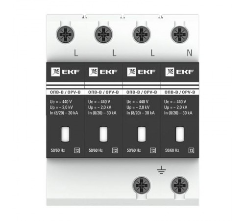 Ограничитель импульсных напряжений серии ОПВ-B/4P In 30кА 400В (с сигнализацией) EKF PROxima  opv-b4  EKF