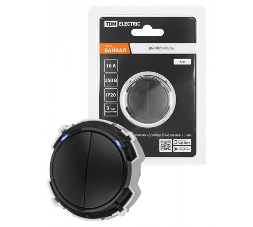 Выключатель 2-кл. 16А 250В проходной кнопочный механизм агат, "Байкал"   SQ1819-0225  TDM