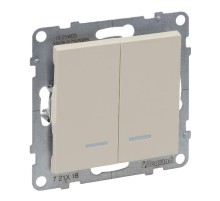 SUNO Переключатель двухклавишный 10АХ 250В с подсветкой. Цвет "Слоновая кость"  721218  Legrand