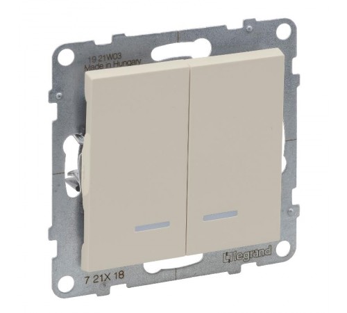 SUNO Переключатель двухклавишный 10АХ 250В с подсветкой. Цвет "Слоновая кость"  721218  Legrand