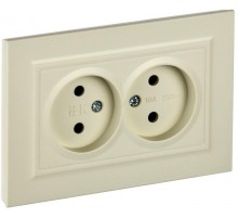 BRITE Розетка 2-ая без заземления без шторок10А в сборе РС12-2-БрКр бежевый  BR-R20-10-K10-F  IEK