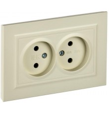 BRITE Розетка 2-ая без заземления без шторок10А в сборе РС12-2-БрКр бежевый  BR-R20-10-K10-F  IEK