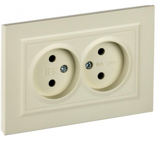 BRITE Розетка 2-ая без заземления без шторок10А в сборе РС12-2-БрКр бежевый  BR-R20-10-K10-F  IEK