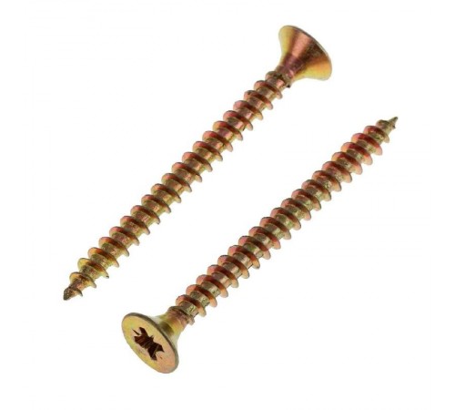 Саморезы универсальные 50х6,0 мм (100 шт) желтые - коробка с окном ( 0,593 кг)  102270  Tech-KREP