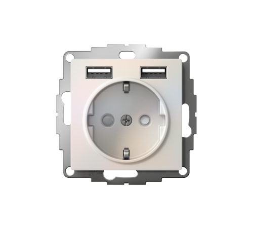 AtlasDesign Жемчуг Розетка 16А c 2 USB A+A, 5В/2,4А, 2х5В/1,2А, механизм  ATN000430  SE