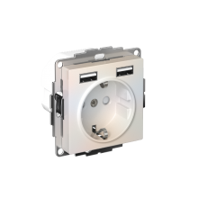 AtlasDesign Жемчуг Розетка 16А c 2 USB A+A, 5В/2,4А, 2х5В/1,2А, механизм  ATN000430  SE