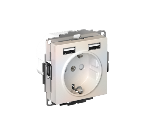 AtlasDesign Жемчуг Розетка 16А c 2 USB A+A, 5В/2,4А, 2х5В/1,2А, механизм  ATN000430  SE