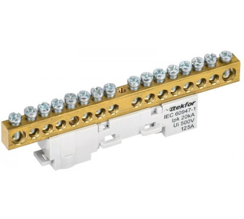 TEKFOR Шина L "фаза" неизолированная на универсальном держателе 8х12-16-Ср  TF-NN20-16-DL-K03  IEK