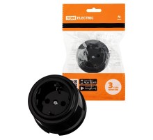 Розетка 2П+З 16А 250В черная "Виви"  SQ1820-1212  TDM