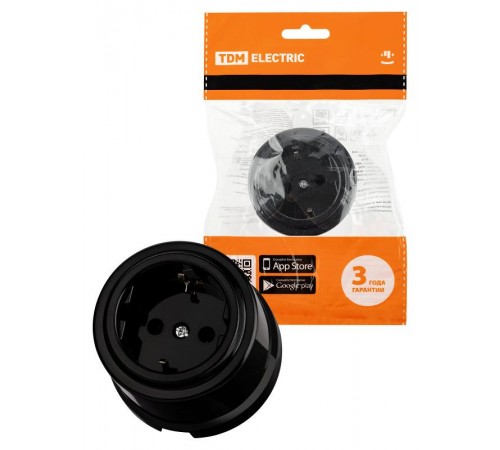 Розетка 2П+З 16А 250В черная "Виви"  SQ1820-1212  TDM