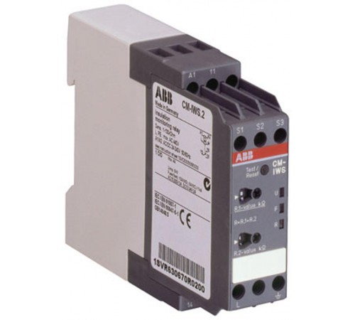 Реле контроля сопротивления изоляции CM-IWS.2P (1-100кОм) Uизм=400В AC, пружинные клеммы  1SVR740670R0200  ABB