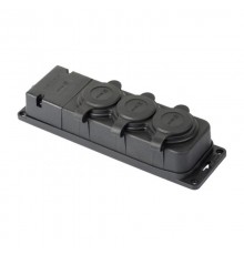 Роз. трехмест. с защит. крышками каучуковая 230В 2P+PE 16A IP44 EKF PRO   RPS-015-16-230-44-r   EKF