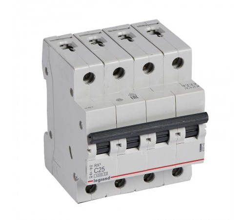 Выключатель автоматический четырехполюсный RX3 4500 25А C 4,5кА  419743  Legrand