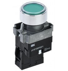 Кнопка LA167-BWF3371 d=22мм RC 1з с подсвет зеленая  BBT20-BWF3371-1-12-67-K06  IEK
