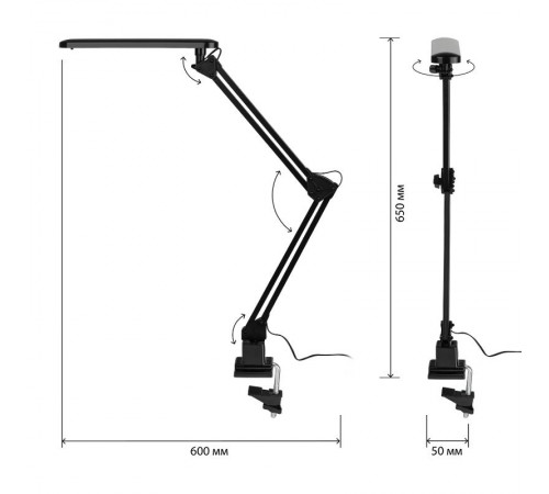 Светильник настольный струбцина светодиодный NLED-441 7Вт 3000К черный  Б0008002  ЭРА