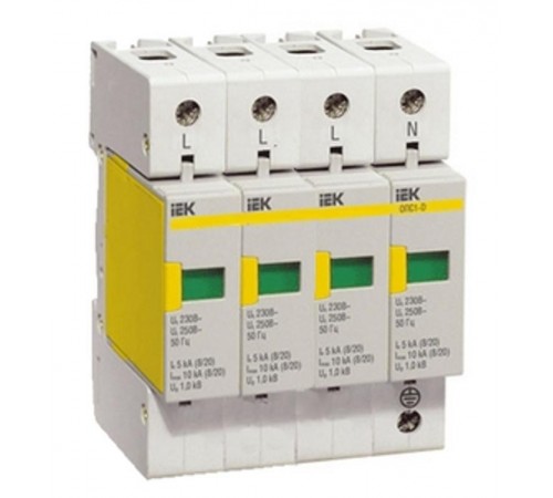 Ограничитель импульсного перенапряжения ОПС1-D 4Р In=5kA Un=230B Im=10kA  MOP20-4-D  IEK