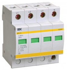 Ограничитель импульсного перенапряжения ОПС1-D 4Р In=5kA Un=230B Im=10kA  MOP20-4-D  IEK