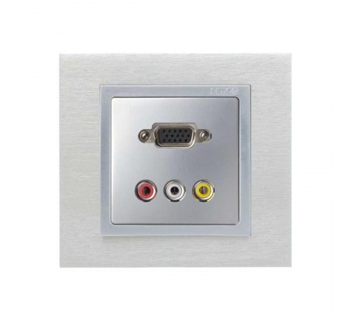 Simon 82 Накладка для коннектора VGA HD15, "мама" + 3RCA, S82, S82N, S82, алюминий  8200092-033  Simon
