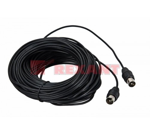 ВЧ кабель ТВ штекер - ТВ штекер, длина 20 метров, черный  17-5028  REXANT