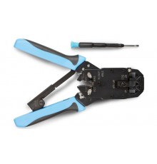 Инструмент обжимной HT-2008AR для RJ-45, RJ-12, RJ-11 (8P8C, 6P6C, 4P4C), профессиональный, с храповым механизмом  35549  Hyperline