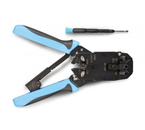 Инструмент обжимной HT-2008AR для RJ-45, RJ-12, RJ-11 (8P8C, 6P6C, 4P4C), профессиональный, с храповым механизмом  35549  Hyperline