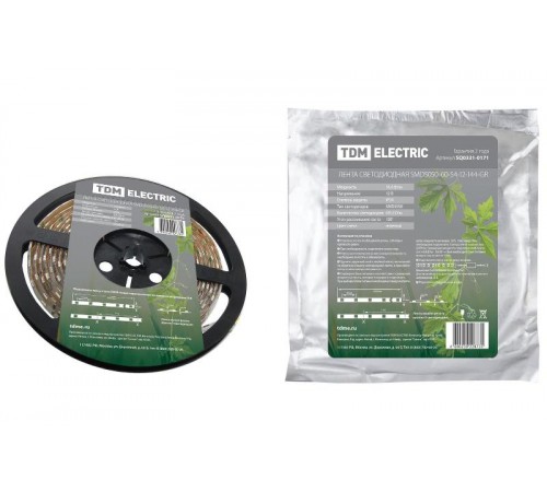 Лента светодиодная SMD5050 14,4Вт 12В зеленый IP54 5м  SQ0331-0171  TDM