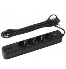 Сетевой фильтр  USF-4es-3m-3xUSBA-B с базовой защитой с заземлением с выключателем 4 розетки+3xUSBA 3,1A 3м 10А   Б0059570  ЭРА