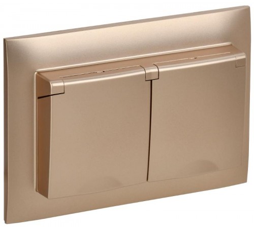 SKANDY Розетка 2-местная с кр. 16А в сб IP44 SK-R12Sa песочный  SK-R26-16-44-K98-F  IEK