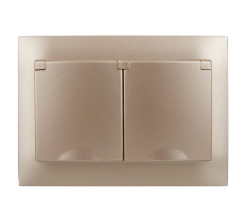 SKANDY Розетка 2-местная с кр. 16А в сб IP44 SK-R12Sa песочный  SK-R26-16-44-K98-F  IEK