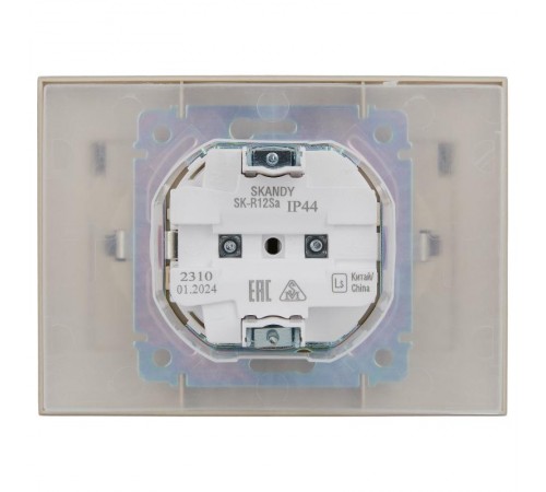 SKANDY Розетка 2-местная с кр. 16А в сб IP44 SK-R12Sa песочный  SK-R26-16-44-K98-F  IEK