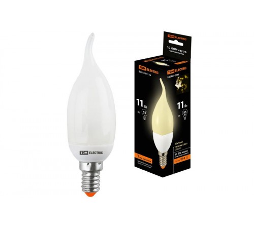 Лампа энергосберегающая КЛЛ 11Вт E14 827 cвеча на ветру СW (mini)  SQ0323-0136  TDM