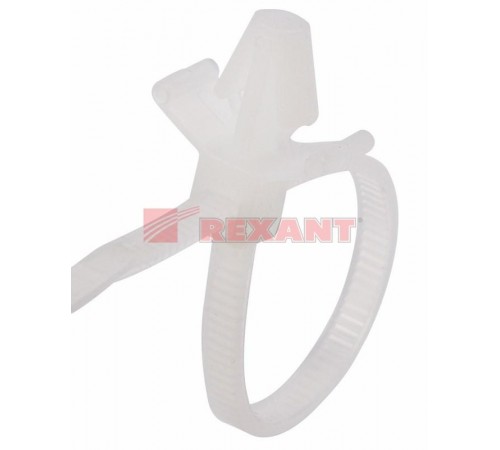 Хомут-стяжкa нейлоновая с крепежным пистоном 100x2,5 мм, 2,4 мм, белая, упаковка 100 шт.  07-0107  REXANT