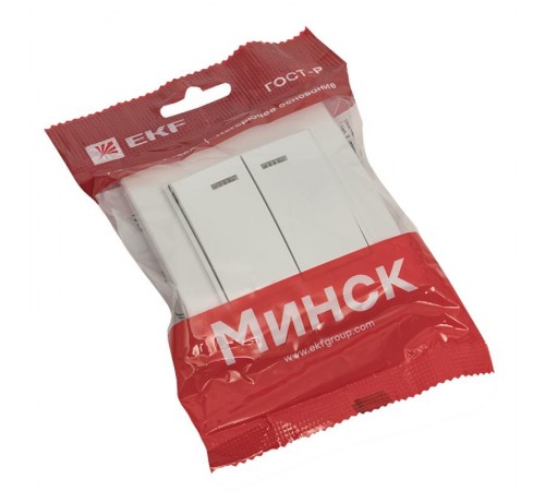 Минск Выключатель 2-клавишный СП с индикатором,10А, белый EKF Basic  ERV10-123-10  EKF