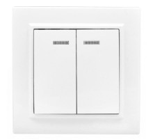 Минск Выключатель 2-клавишный СП с индикатором,10А, белый EKF Basic  ERV10-123-10  EKF