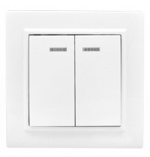Минск Выключатель 2-клавишный СП с индикатором,10А, белый EKF Basic  ERV10-123-10  EKF
