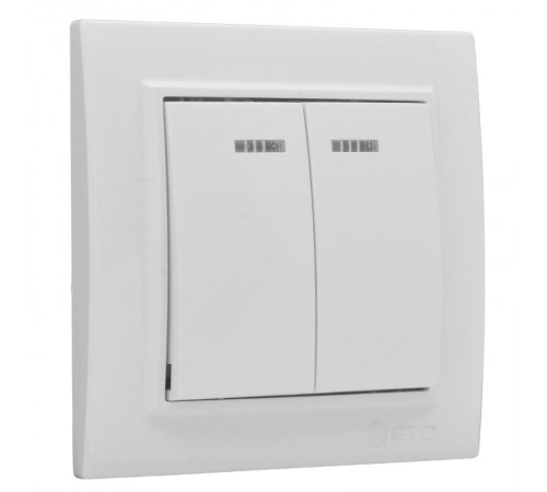 Минск Выключатель 2-клавишный СП с индикатором,10А, белый EKF Basic  ERV10-123-10  EKF